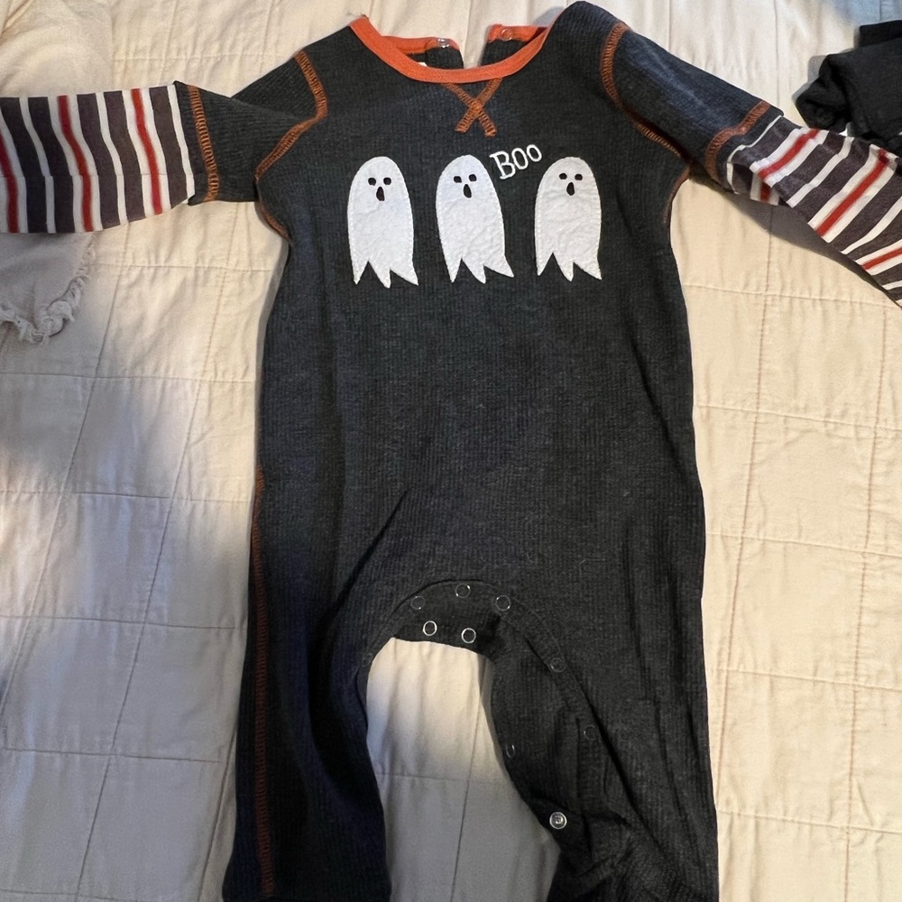 Mud Pie Halloween Ghost Long Sleeve Romper